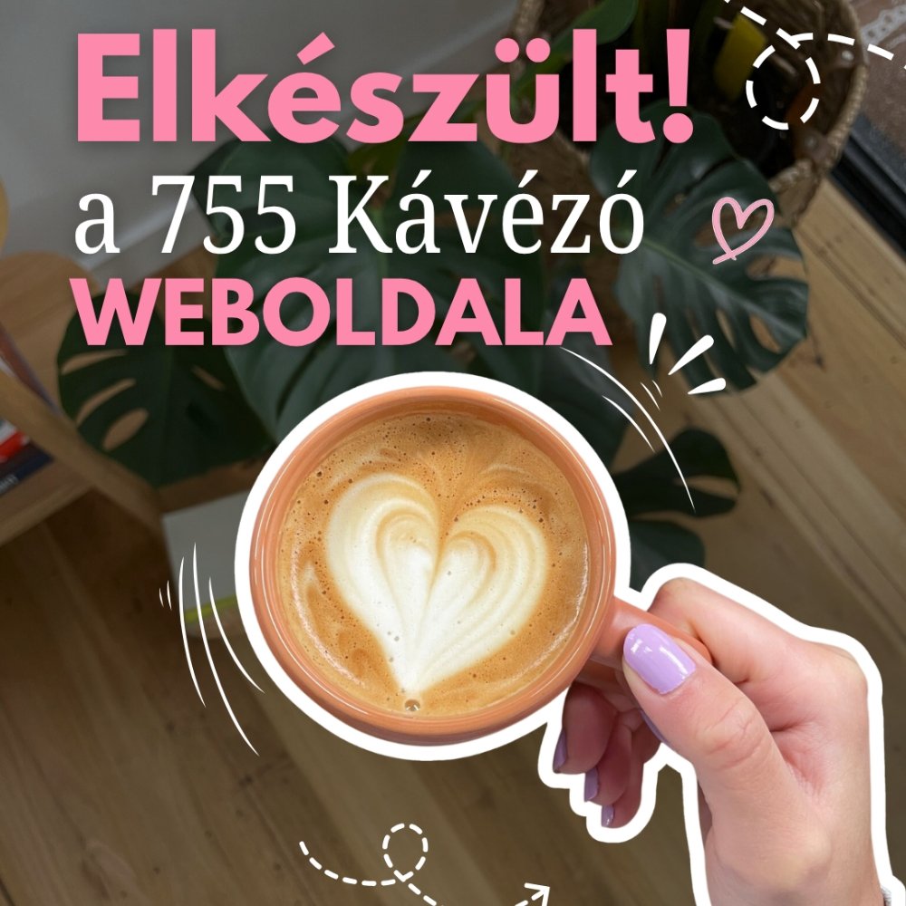 Instagram-bejegyzés a 7.55 Kávézó elkészült weboldaláról