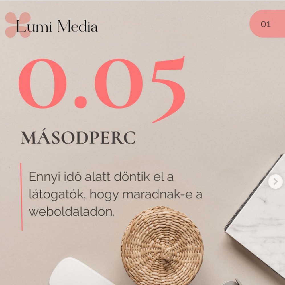 Instagram-bejegyzés arról, milyen gyorsan alakul ki az első benyomás egy weboldalról