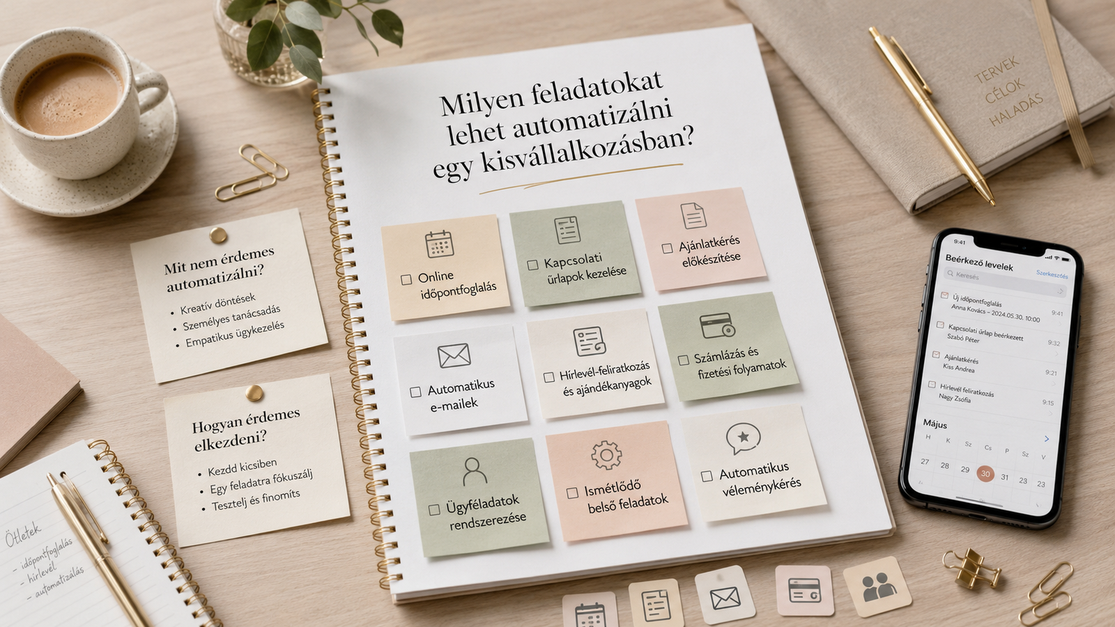 Automatizált vállalkozási folyamatok laptopon és mobiltelefonon